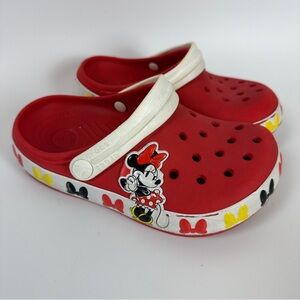 DISNEY‎ Parks Crocband Crocs J1 Minnie Mouse Girls Red Slip-on Shoe Clog